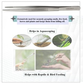 Reptile Feeding Tongs Straight Aquarium Tweezers Anti-Rust Thickened Stainless Steel Forceps, for Terrarium, Fish Tank, Snakes/Lizards/Gecko, Planting By HTI (10")