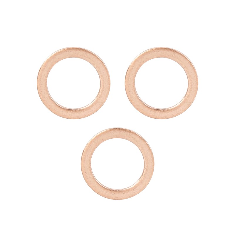 X AUTOHAUX 3pcs M14 Copper Tone Oil Drain Plug Gaskets