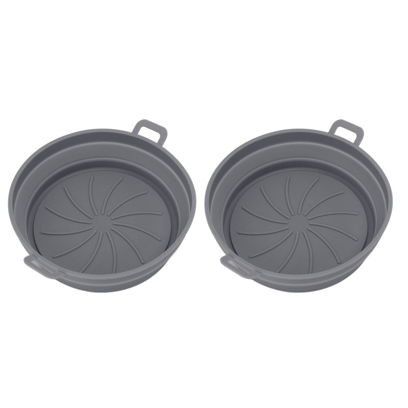 2 Pcs Silicone Air Cooker Pot With Handle Round Fryer