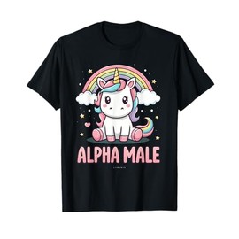 Kawaii Unicorn Male Alpha - Funny Cute Ironic Design T-Shirt