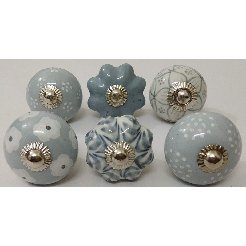 WOTT 10 Knobs Grey & White Mix Pumpkin Hand Painted