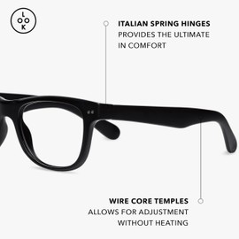 LOOK OPTIC Sullivan Reader - Stylish Unisex Ultra-lightweight Reading Glasses with Scratch-Resistant, Prescription-Quality (Full Magnification - Not Progressives) (1.00, Black)