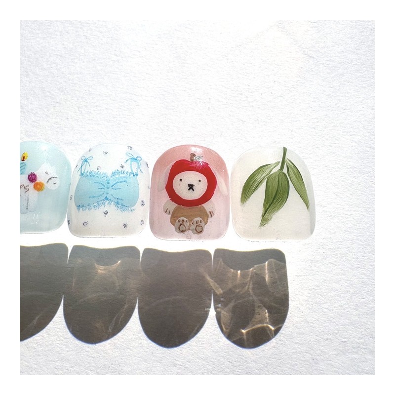 [Are] My apple-like face handmade nail tip drawing nail art