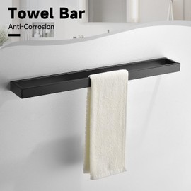 TNOMS Black Towel Bar Set, 5-Pieces Bathroom Hardware Set,23.6 Inch Towel Rack Set Stainless Steel Towel Holder Set Wall-Mounted Bathroom Accessories