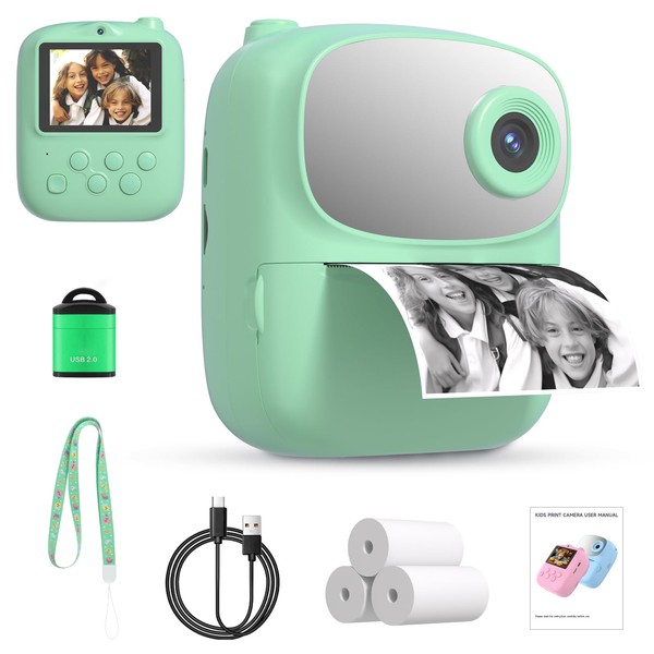 DIGITHINK Kids Instant Print Camera 2025, 32GB Memory, Dual Lens