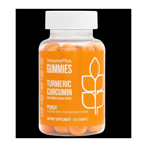 Nature's Plus Turmeric Curcumin Supplement Peach Flavor 60gummies