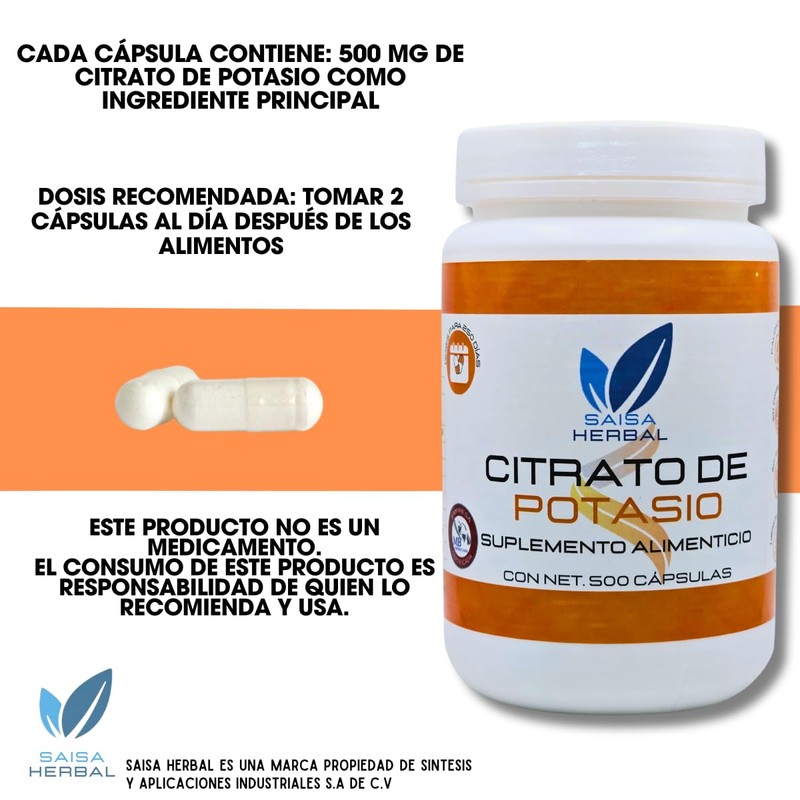 Citrato de Potasio bolsa con 500 cápsulas