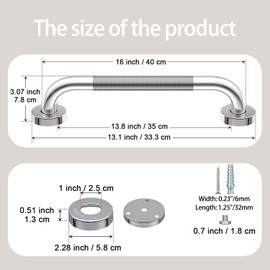 Armiika Upgraded Grab Bar for Shower, 16 inch Elderly Assistance Safety Balance Products Apply to Bathroom, Toilet, Shower Handle for Bathtubs and Showers