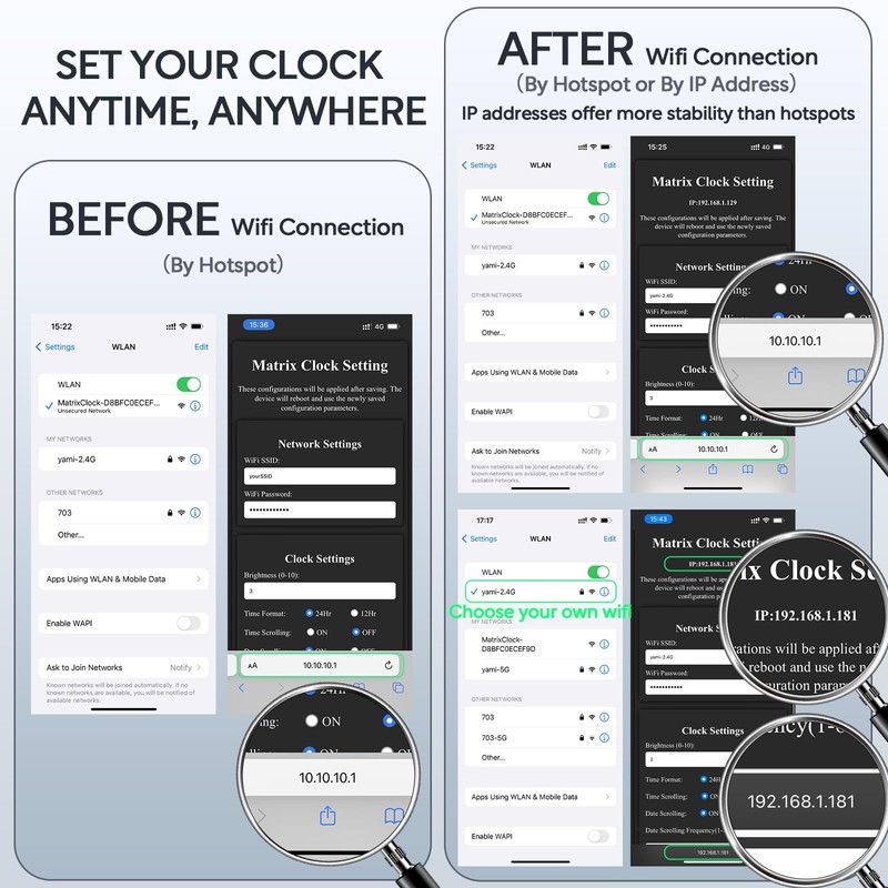 NPHMbM WiFi Clock with NTP Sync, LED Table Clock WiFi