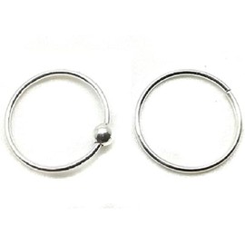 2 x Sterling Silver 10mm Nose Rings Ball & Seamless