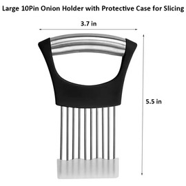 Large Onion Holder for Slicing, Stainless Steel Onion Slice Holder Lemon Slicer Cutter for Slicing, Food Slicer Vegetable Chopper Cutter Assistant Tool forSlicing Meat Lemon Potato Tomato (10Pin-1Pcs)