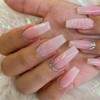 IMSOHOT Press On Coffin Long Pink Gradient Ballerina Acrylic False