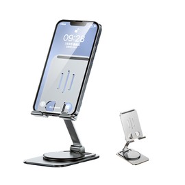 DEARART Cell Phone Stand, 360° Adjustable Phone Stand for Desk, Silver Foldable Phone Holder Fully Carried Easily, Compatible Phone Pad Tablet etc.