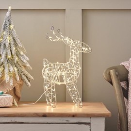 Lights4fun 31 cm LED Reindeer Figure Indoor Reindeer Christmas Figure Balcony Christmas Decoration Christmas Lighting Indoor