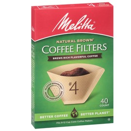 Melitta #4 Cone Coffee Filters, Natural Brown, 40 Count (Pack Of 12), 480 Total Filters - Fits all 8-12 Cup Cone Coffee Makers and Pour-Overs, Compostable, Tear-Resistant, Made in USA