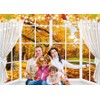 Autumn Window Photography Backdrop 7x5FT White Curtains Fall Forest Scene