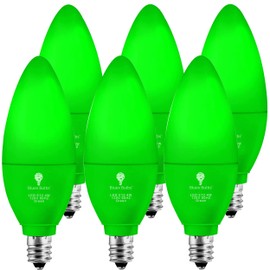 6 Pack BlueX LED Candle Green Light Bulb - 4W (40Watt Equivalent) - E12 Base Green LED Green Bulb, Party Decoration, Porch, Home Lighting, Holiday Lighting, Chandelier Light Bulbs, Candelabra Bulbs