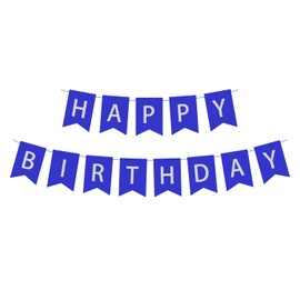 Senmaid Happy Birthday Banner Blue, Boys Birthday Large Hanging Bunting Garland Party Decoration for Boys Kids Deep Blue