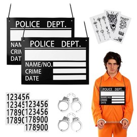 2Sets Halloween Prisoner Costume Accessories Set for Men Women Jail Cosplay