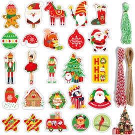 EDECOR 150 Etiquetas Navideñas para Regalos con Cuerda, Café Kraft Adecuado para la Decoración de Regalos de Navidad