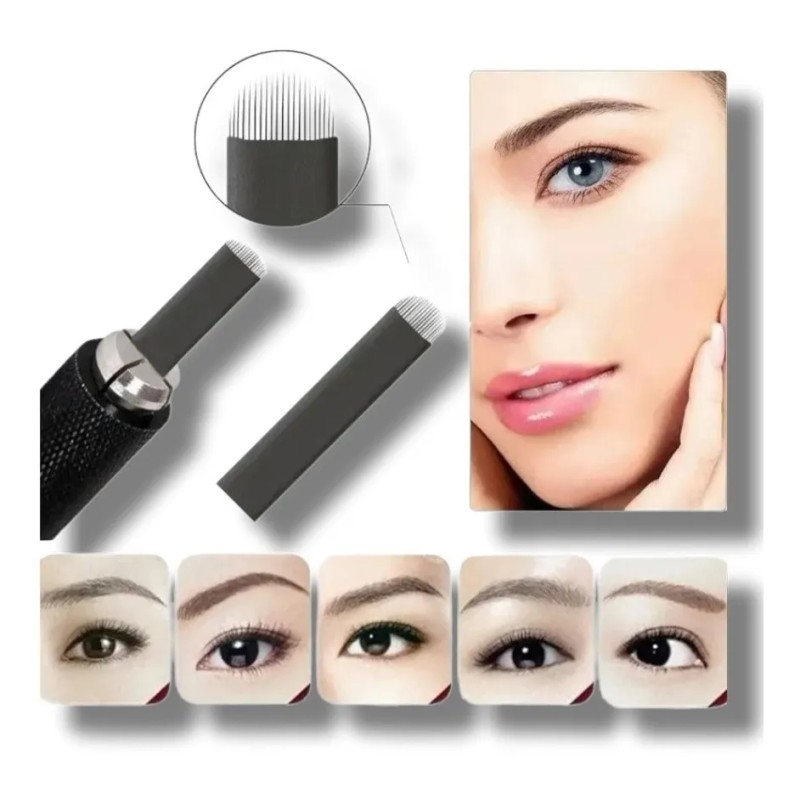 Set 10 Agujas Microblading Navajas Pin O Lengua De Gato