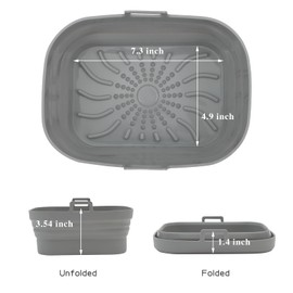 Aichoof Rectangle Air Fryer Liner, Reusable Silicone Round Air Fryer Pot,Non-Stick Oil Filter Design 100% Food-Grade Kitchen Mat, 20cm Large Replacement Accessories for Air Fryer(Grey)