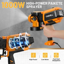 This Hill 1000W High Power Electric Spray Paint Gun,1500ML Container Paint Sprayer for House Painting,Brass Nozzle Storage Bin,Easy to Clean for Furniture,Cabinets,Gardens,Doghouse ect
