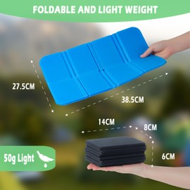 WUFANC Set of 2 Seat Cushion Outdoor Foldable Outdoor Seat Cushions Weatherproof, Thermal Seat Cushion Foldable Seat Cushion for On the Go, Playground, Garden, Stadium, Camping (Black + Blue)