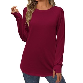Zeagoo Long Tunic Tops To Wear with Leggings Burgundy Womens Top Winter Tshirts Shirts For Women