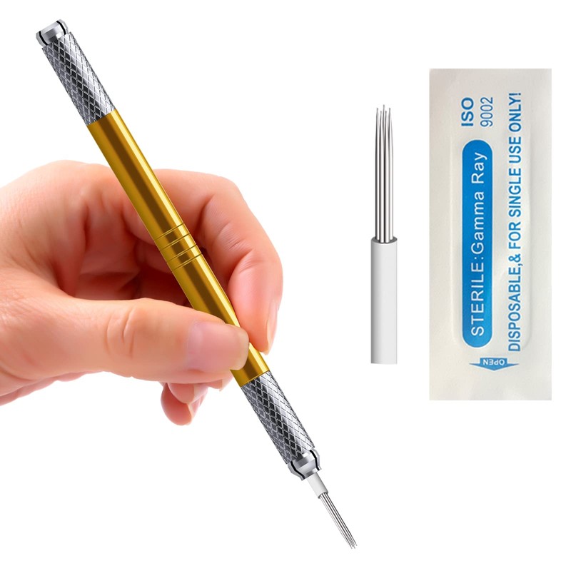 Microblading Pens 3 Piece Golden Dual Purpose Light Manual Tattoo