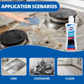 Jiffine Glass Cooktop Cleaner & Polish - 10 oz Professional Strength Formula Removes Burnt-On Food, Tough Stains - Scratch-Free, Streak-Free Shine, Safe for Ceramic & Induction Stoves