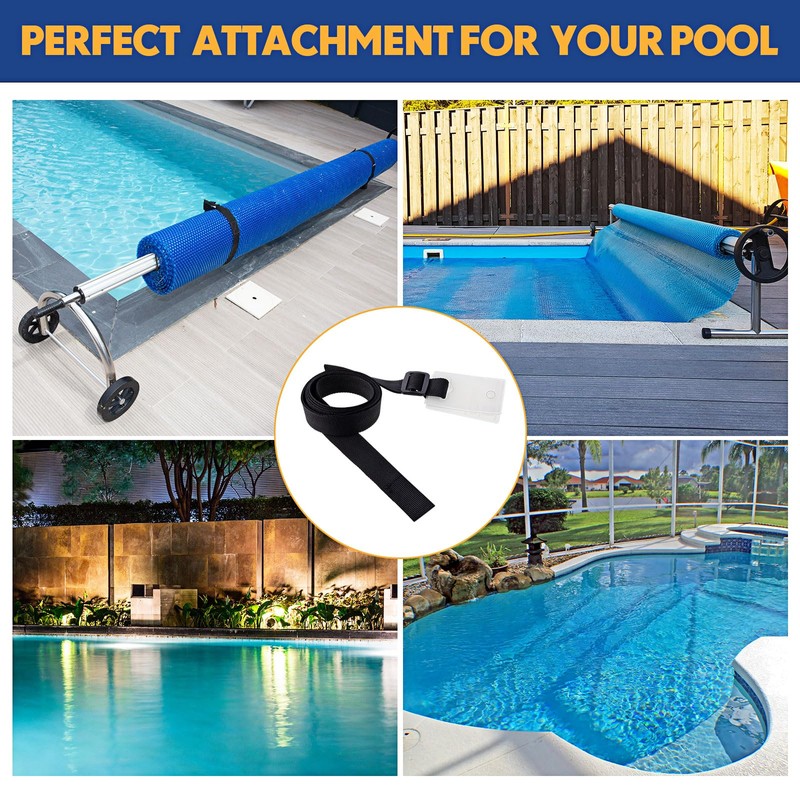 Treela 48 Pcs Pool Solar Cover Reel Attachment Straps Kit