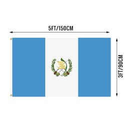 Guatemala Flag 3x5 Ft Vivid Color Guatemalan National Flags with Brass Grommets for Indoor Outdoor Party Yard Bar Garden Street Decorations