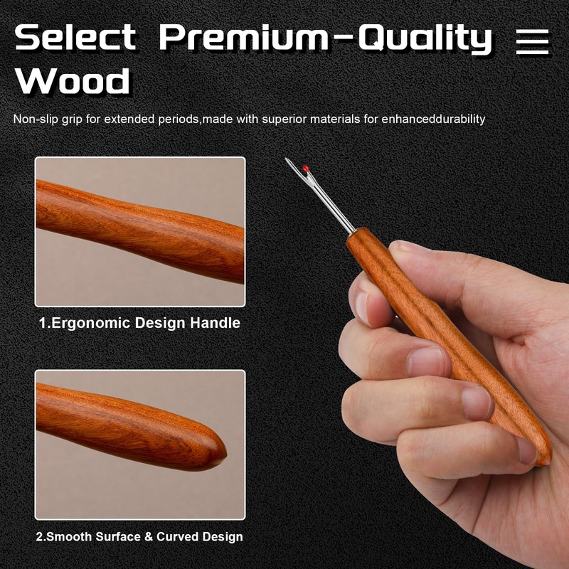 Easusy Seam Rippers, 2PCS Wood Handle Stitch Unpicker Tool, Quick