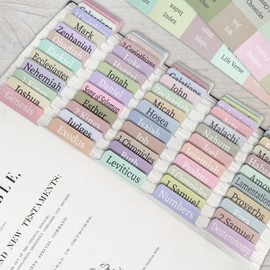 Colorful Bible Tabs for Adults Kids, 100 Pcs Large Print Catholic Bible Tabs, Laminated and Repositionable, Easy to Read & Tear-resistant