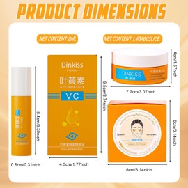 Eye Care Set with Lutein Anti-Wrinkle Serum Oil and VC Lutein Eye Pads Against VC Lutein Eye Oil, Anti-Ageing Eye Serum, Against Dark Circles, Reduce Fine Lines, Relieve Fatigue