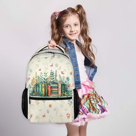 School Backpacks for Girls, Kids Back Pack for Kindergarten Elementary Middle College, Cute Flower Print Bookbag for Back to School, Travel, Casual, Camping