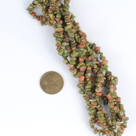 31 inches Chip Stone Loose Gemstones Beads Drilled Strand for Jewelry Making (Unakite)