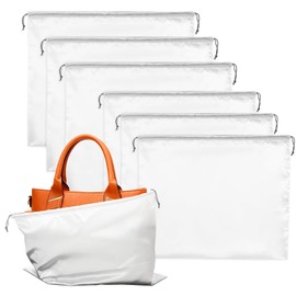 6 Pack Dust Bags for Handbags - 2 Sizes (24 x 20" & 20x 16") - Silk Dust Cover Bag for Purses Shoes - Satin Drawstring Dustproof Bags for Travel Storage (White)