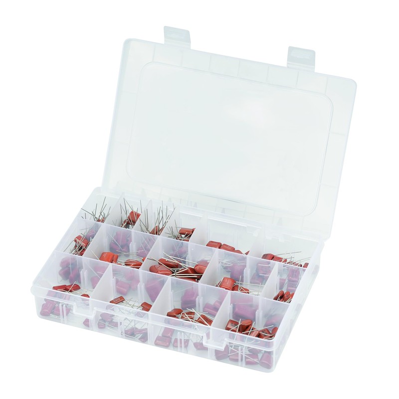 MTDELE 180Pcs 15Values Metallized Film Capacitor Kit DC 400V 630V