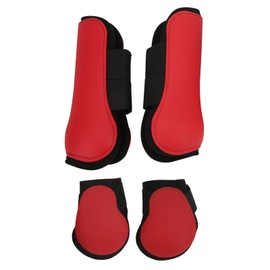 4 Pcs Horse Tendon Boots Set Soft Anti Slip Cushioning PU Shell Tendon Guard Boots for HorsesSet of Red M