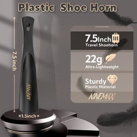 NINEMAX Plastic Shoe Horn 7.5Inch,Travel Shoe Horns Portable Shoehorn with Hook for Men,Women,Seniors,Kids(Pack of 2)