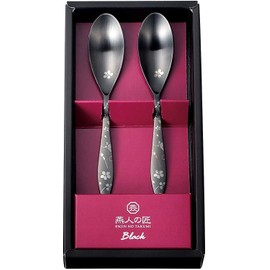 Yokoyama ECTB-301 Cutlery Set, Tsubanjin Takumi, Black, Sakuragin, Cutlery, 2 pcs (2 Coffee Spoons)