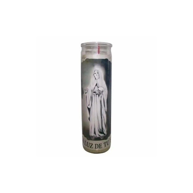 Santa Muerte White Devotional Candle, Tall Size, Unscented, 9.96 x