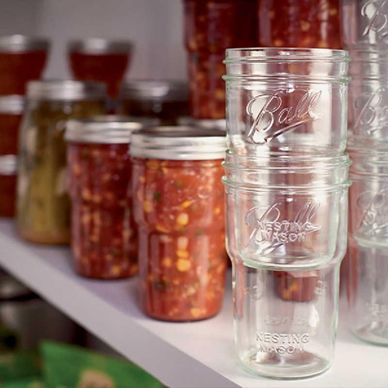 Ball Glass Nesting Mason Jars with Lids & Bands, Wide