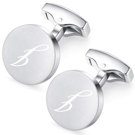 Honey Bear Letters Initials Letter Cufflinks Men's Stainless Steel Wedding Cufflinks Cuff Links Brushed Silver (J), Copper, No Gemstone