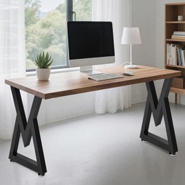 Y-CFHFC 28 Inch Metal Desk Table Legs, Heavy Duty Industrial Style Dinning Table Leg, DIY Furniture Feets with Adjustment Feet Pads, Black