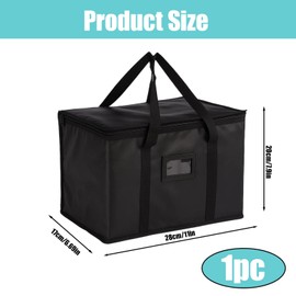 GYTFOG 1PCS Food Delivery Bag, Carry Bag for Hot and Cold Food Delivery, Insulated Food Bag for Grocery Transport, Eco-Friendly Shopping, Outdoor Picnics, and Catering Services, Reusable(Black)