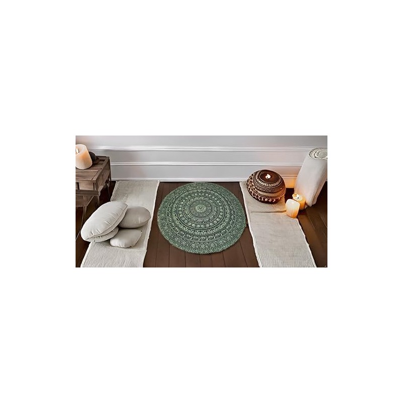 Craft Trade Mandala Green Round Tapestry Indian Wall Towel Tapestry