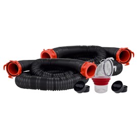 Valterra 20-Foot Dominator RV Sewer Hose Kit, Sewer Hose for RV Camper, Includes 2 Attachable 10-Foot Hoses with Rotating Fittings, 90 Degree Clearview Sewer Adapter, and 4 Drip Caps